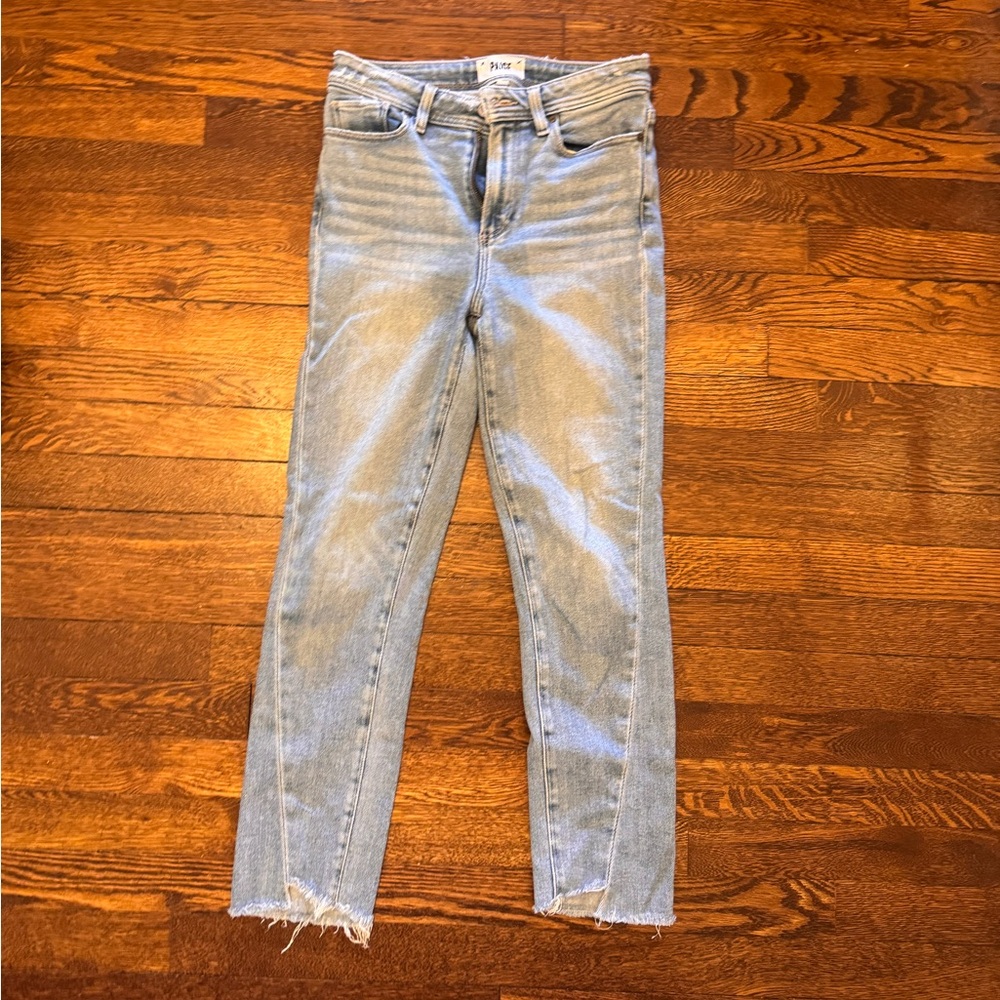 PAIGE Light Blue Skinny Jeans with Frayed Hem